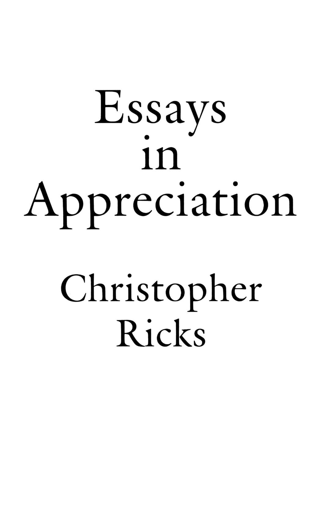 Essays in Appreciation,Used