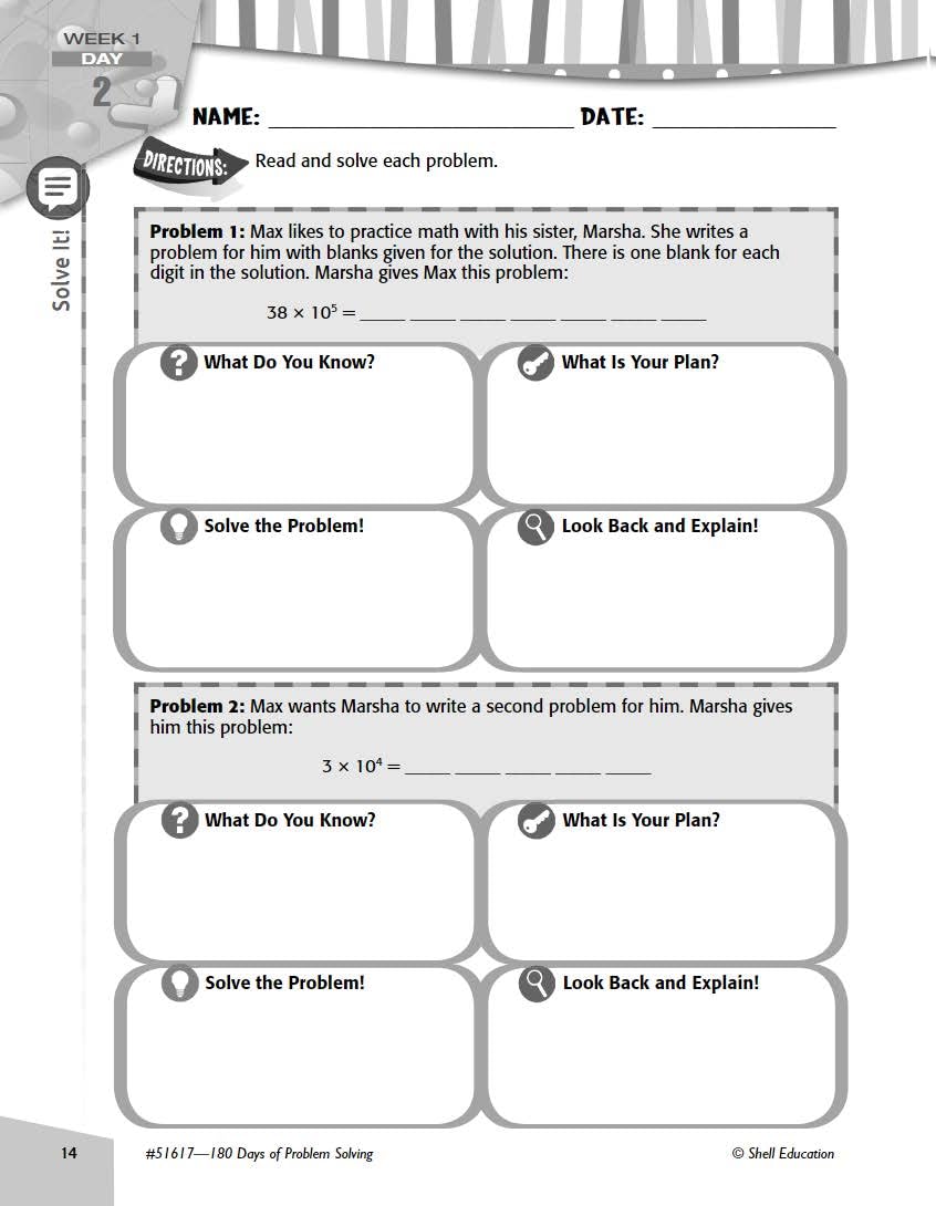 180 Days of Problem Solving for Fifth Grade  Build Math Fluency with this 5th Grade Math Workbook (180 Days of Practice),Used