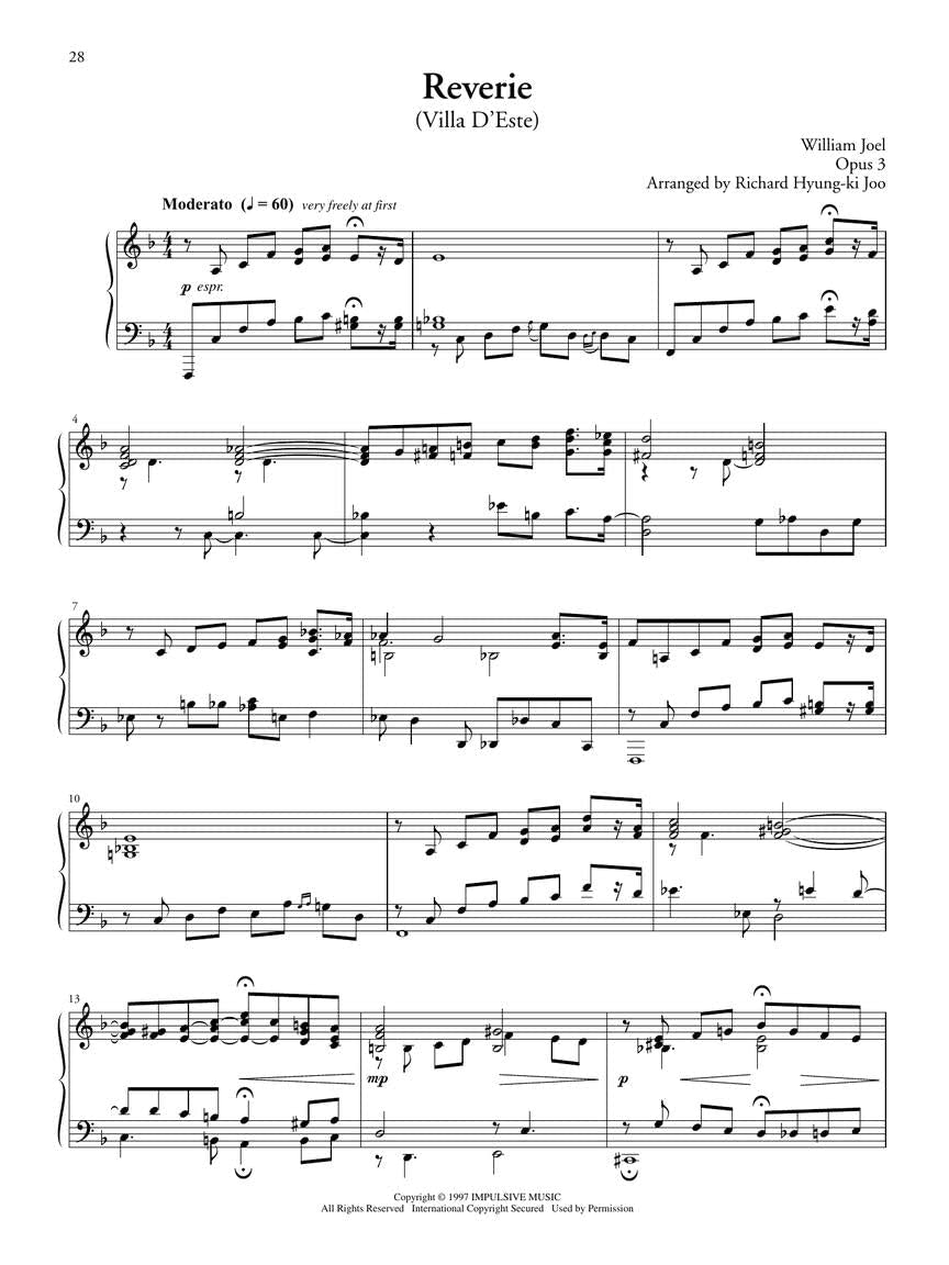 Billy Joel Fantasies & Delusions: Music for Solo Piano, Op. 110,New