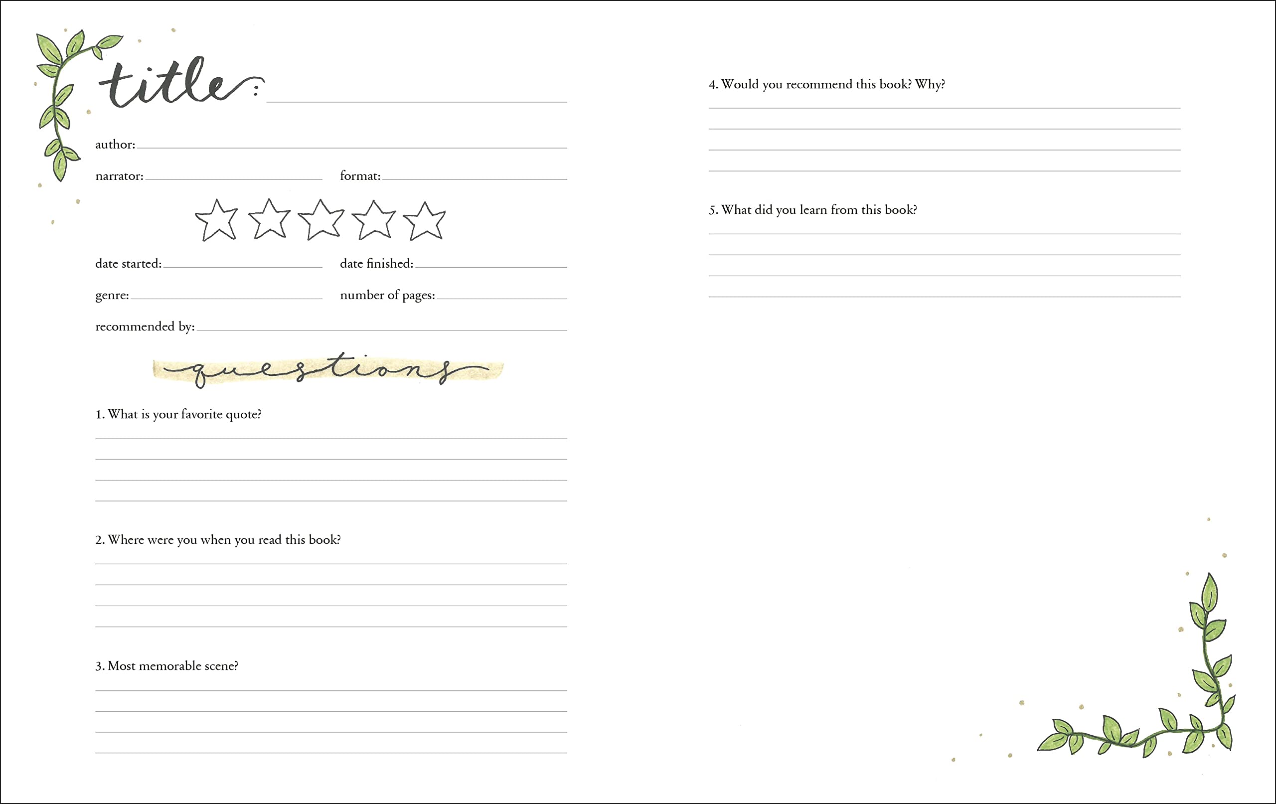 A Clockwork Reader Reading Journal,New