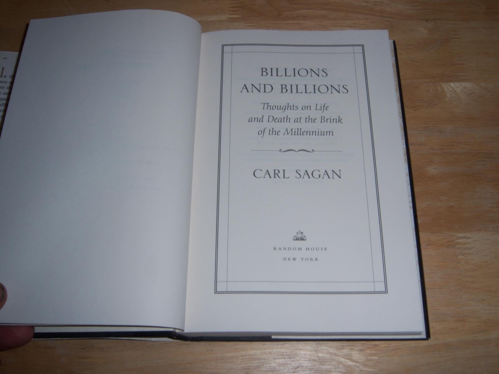 Billions And Billions: Thoughts On Life And Death At The Brink Of The Millennium,New