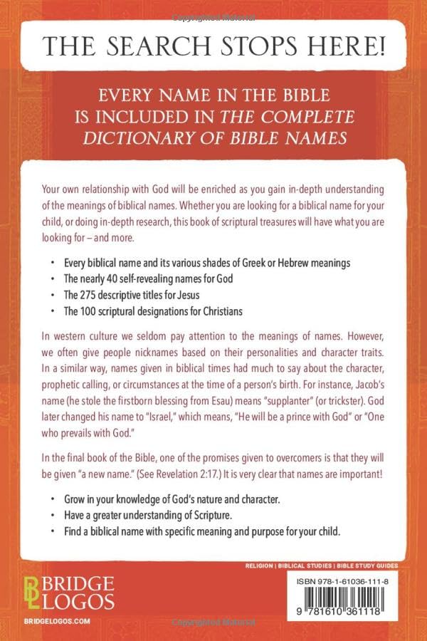 Complete Dictionary of Bible Names,Used