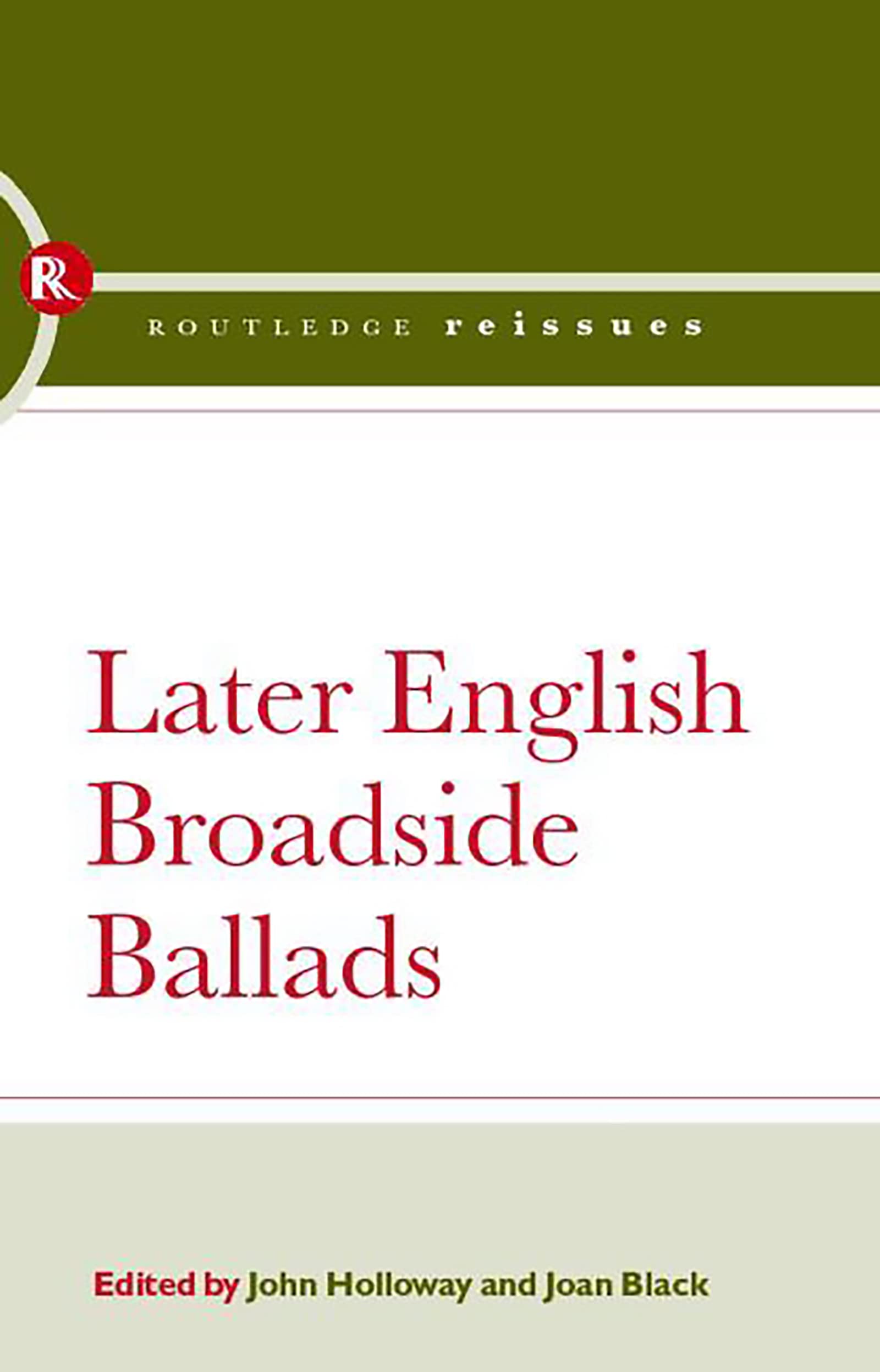 Later English Broadside Ballads,Used