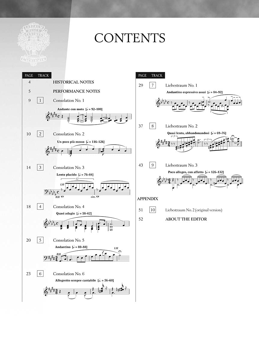 Consolations And Liebestrame: For Piano (Book & CD) (Hal Leonard Piano Library),Used