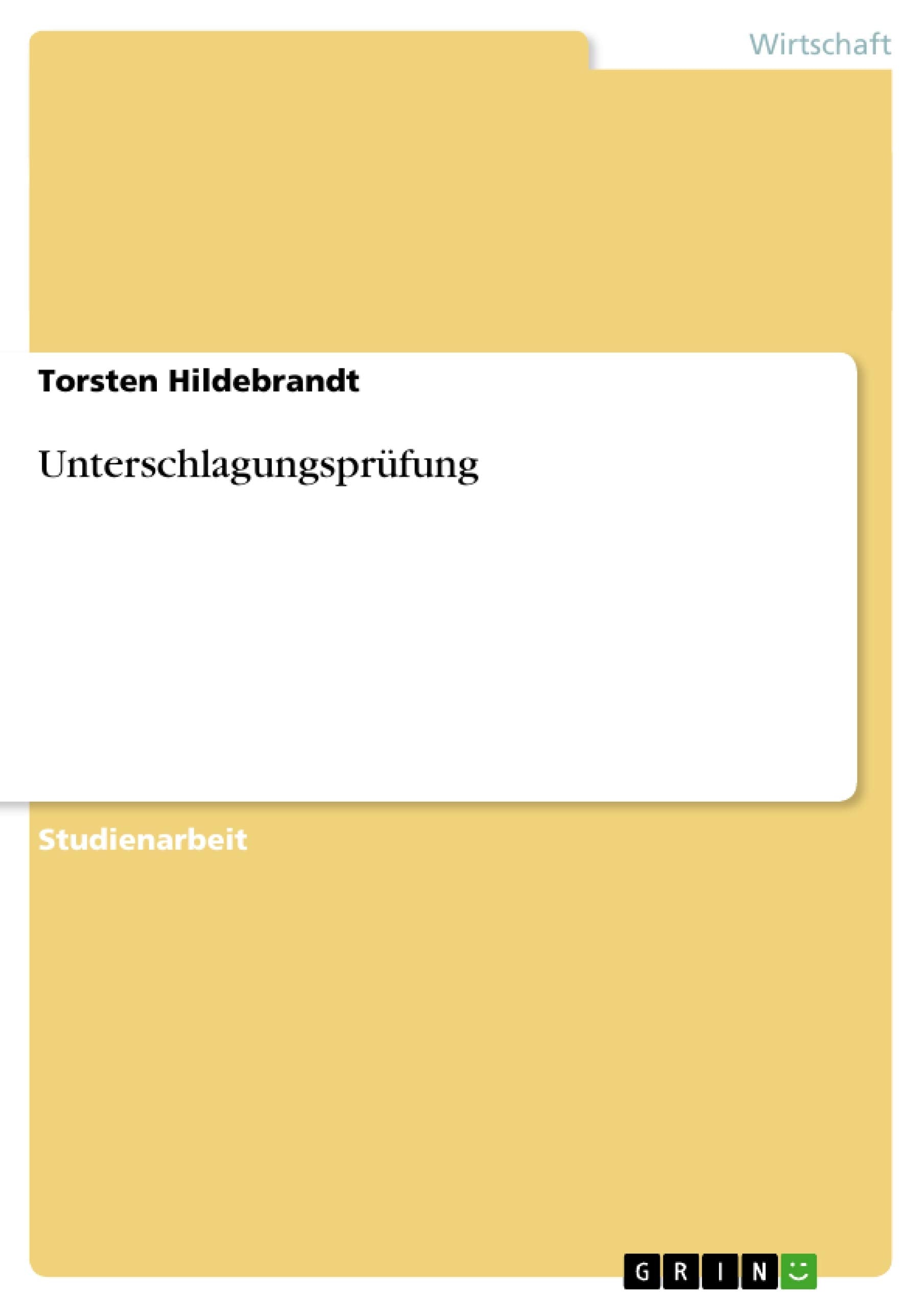 Unterschlagungsprfung (German Edition),Used