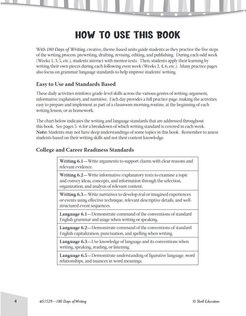180 Days of Writing for Sixth Grade An EasytoUse Sixth Grade Writing Workbook to Practice and Improve Writing Skills (180 Da,Used