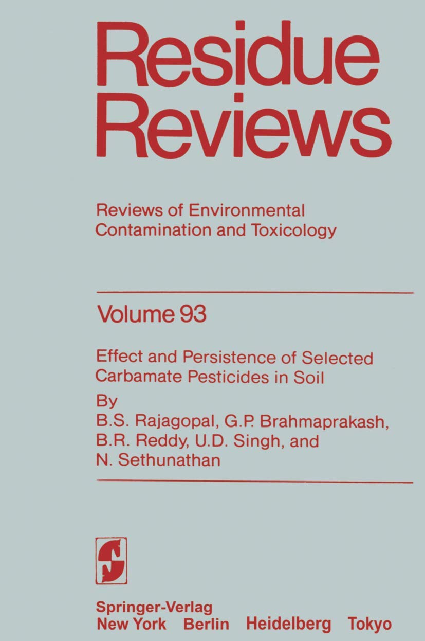 Residue Reviews (Reviews of Environmental Contamination and Toxicology, 93),Used