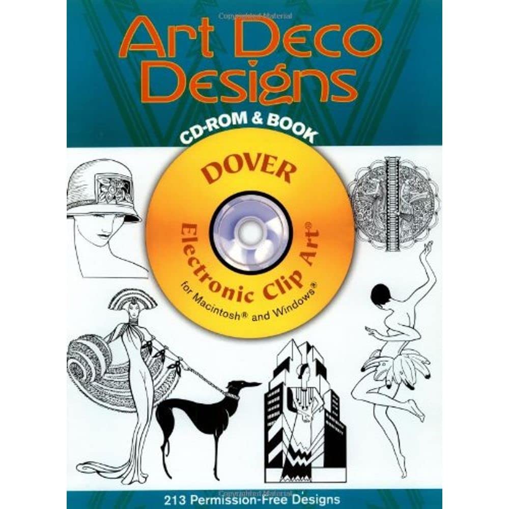 Art Deco Designs CDROM and Book (Dover Electronic Clip Art),Used