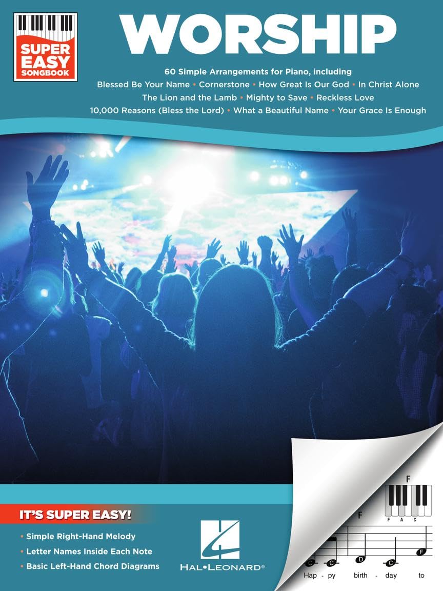 Worship Super Easy Songbook Beginner Sheet Music with Chords and Lyrics Learn 60 Worship Songs Effortlessly Simple RightHa,New