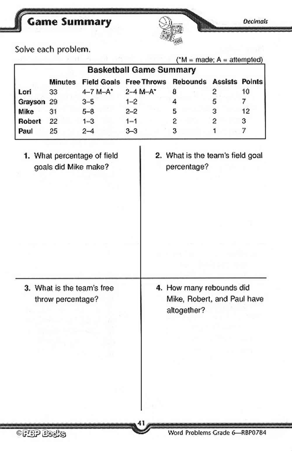 Word Problems, Grade 6 (Skill Builders),Used