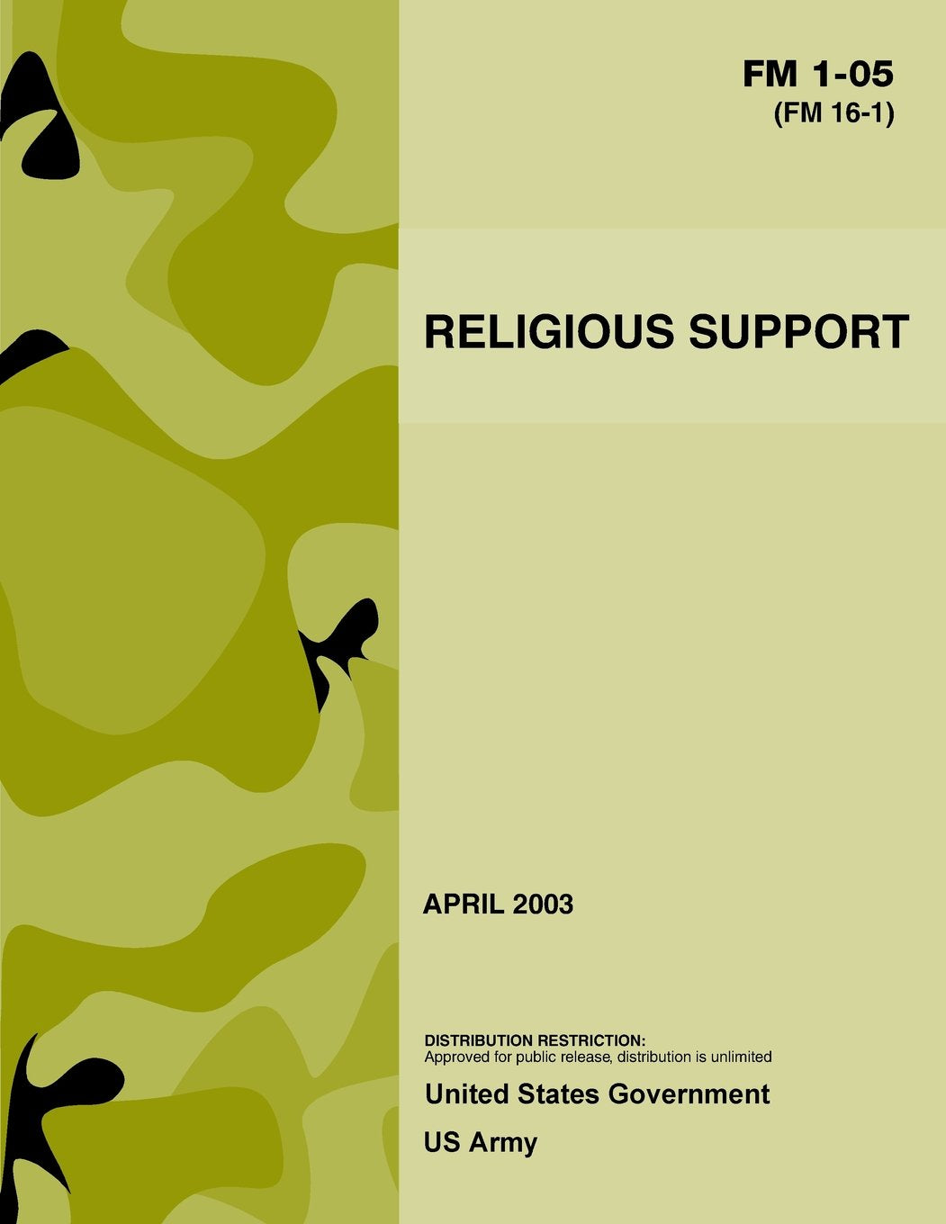 FM 105 (FM 161) Religious Support April 2003,Used