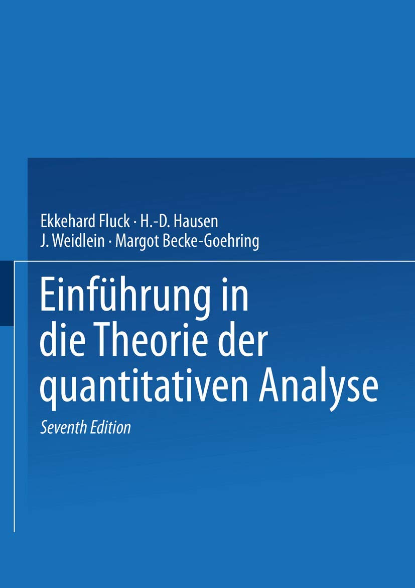 Einfhrung in die Theorie der quantitativen Analyse (German Edition),Used