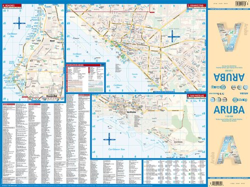 Laminated Aruba Map by Borch (English, Spanish, French, Italian and German Edition),Used