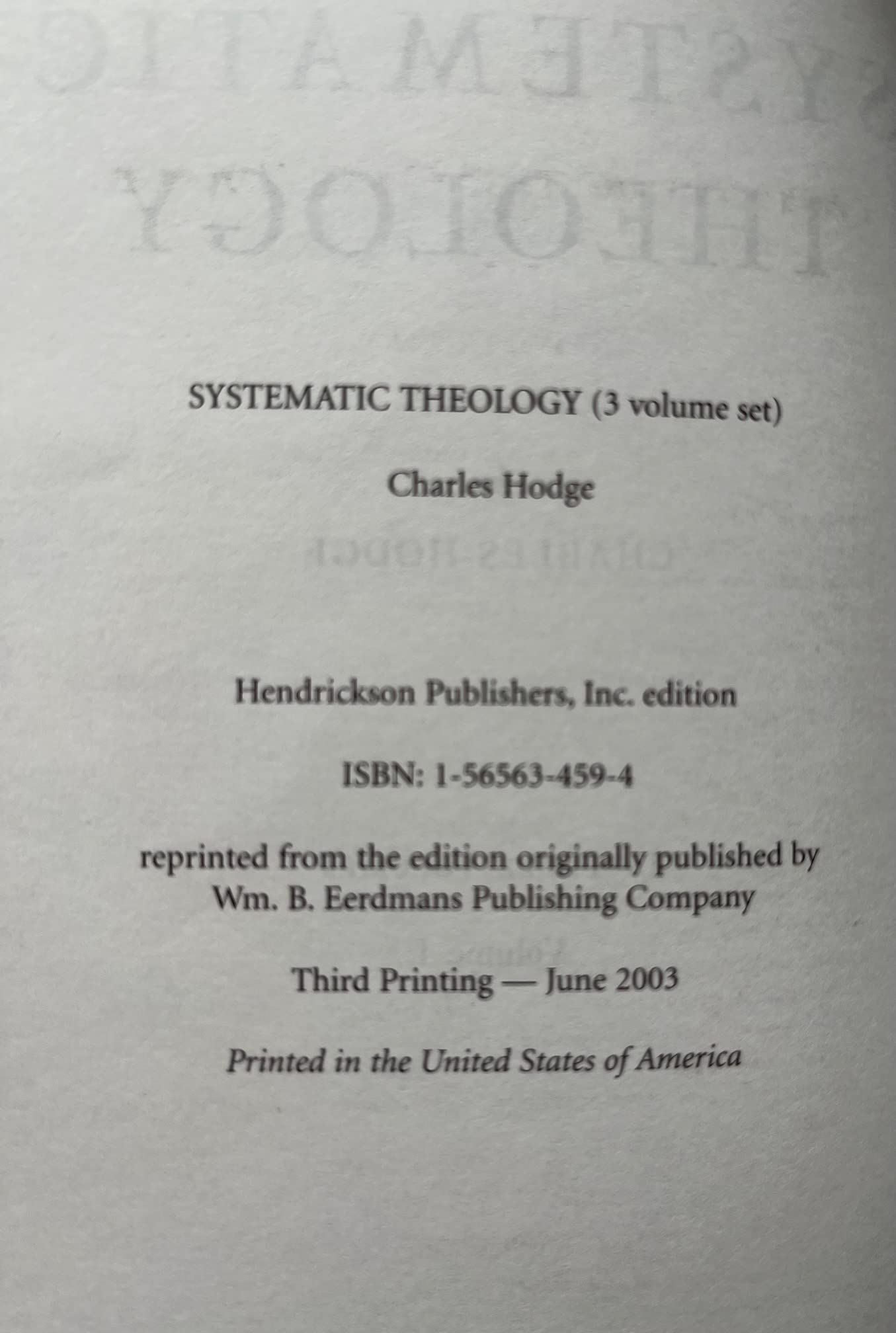 Systematic Theology (3Volume Set),Used