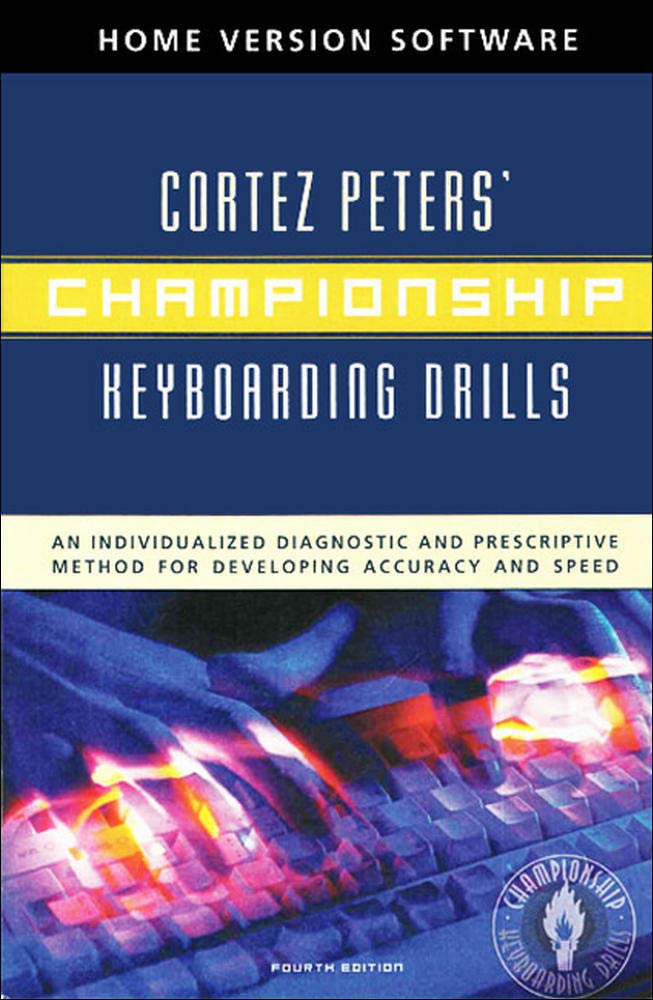 Championship Keyboarding Drills Home Version Software w/ Users Guide,Used