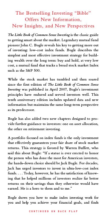 The Little Book of Common Sense Investing: The Only Way to Guarantee Your Fair Share of Stock Market Returns (Little Books, Big ,Used