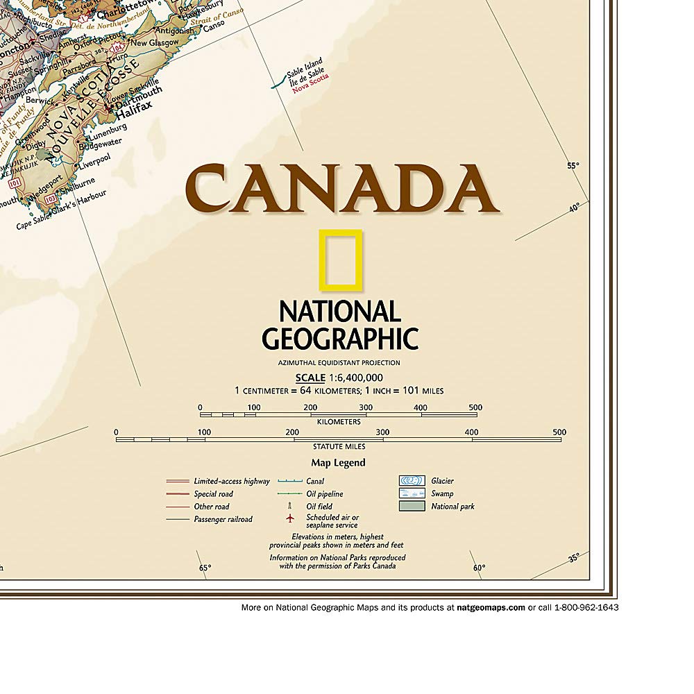 National Geographic Canada Wall Map Executive (38 x 32 in) (National Geographic Reference Map),Used