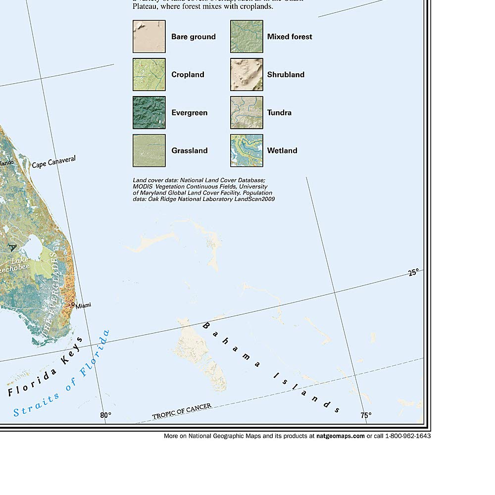 National Geographic United States Physical Wall Map (38.25 x 25.25 in) (National Geographic Reference Map),Used