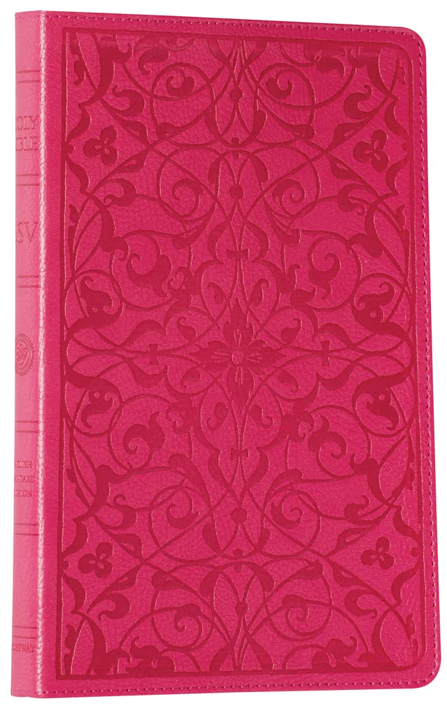ESV Thinline Bible, TruTone, Wild Rose, Floral Design, Red Letter Text,Used