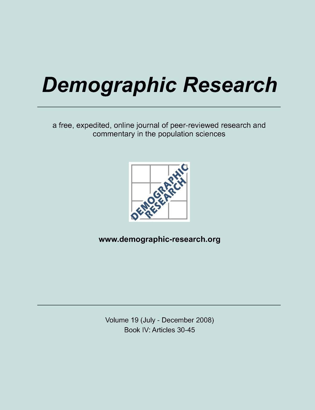Demographic Research Volume 19 Book 4,Used