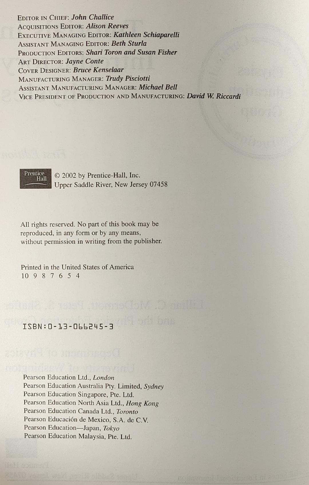 Tutorials in Introductory Physics: Homework,Used