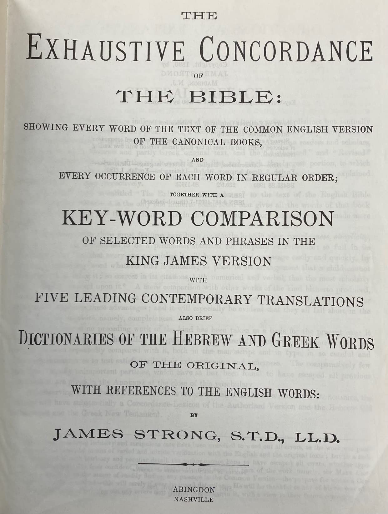 The Exhaustive Concordance of the Bible: Showing Every Word of the Text of the Common English Version of the Canonical Books (En,New