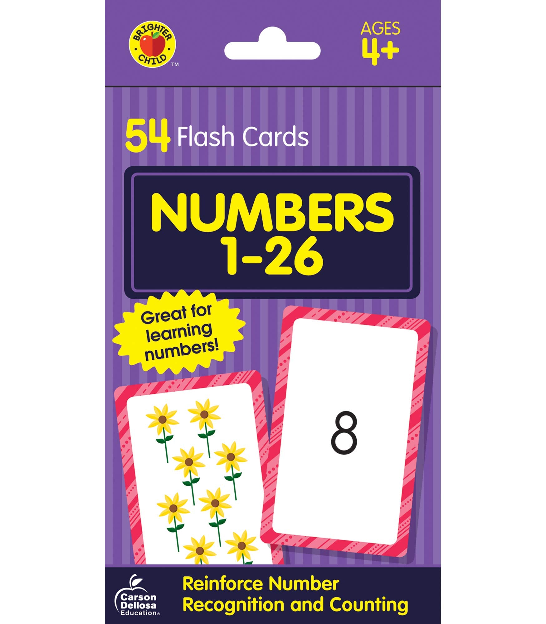 Carson Dellosa Numbers 126 Flash CardsPreKGrade 1, Math Facts and Counting Practice With Numbers 126, DoubleSided Cards, Ma,New