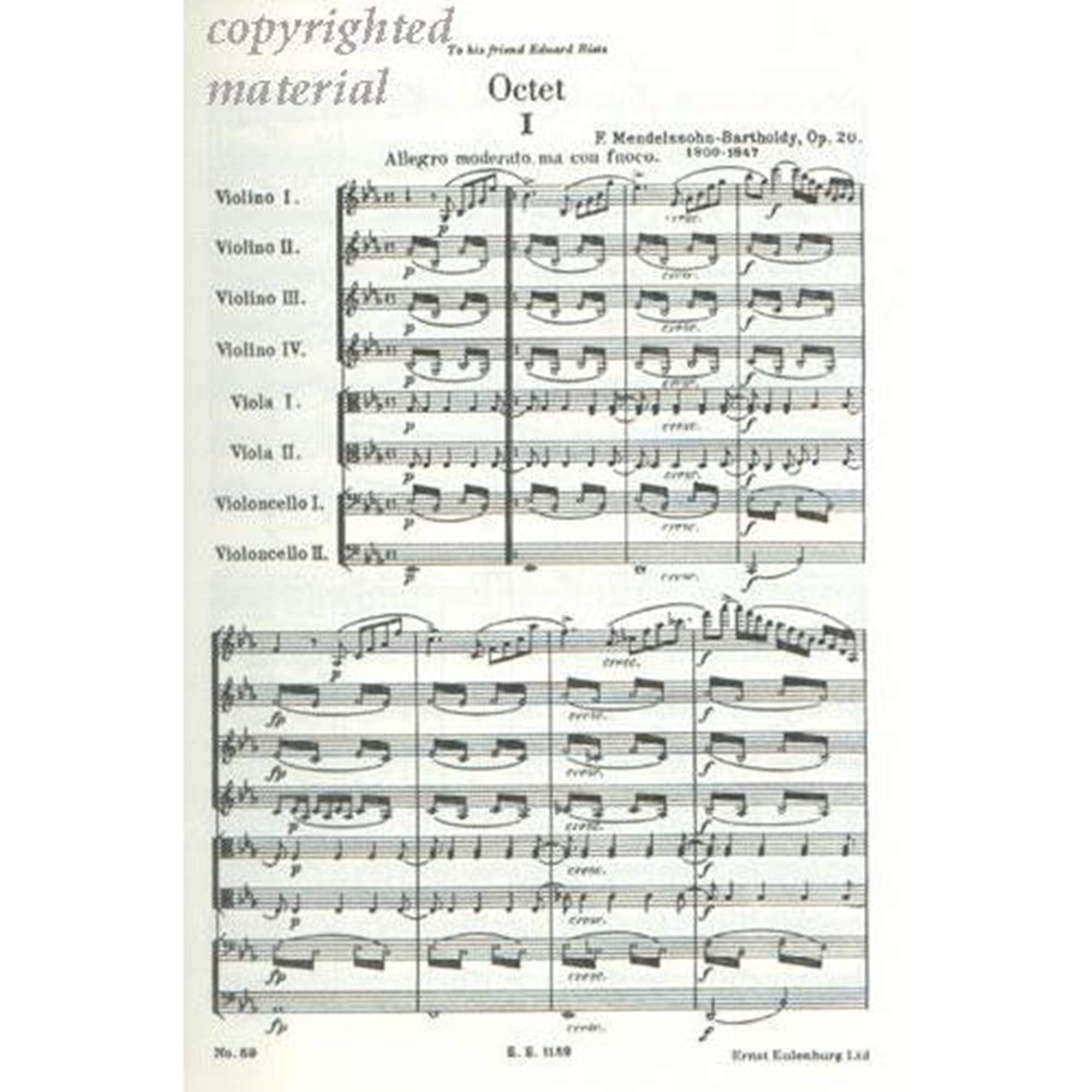 Octet in EFlat Major, Op. 20 (Edition Eulenburg),Used