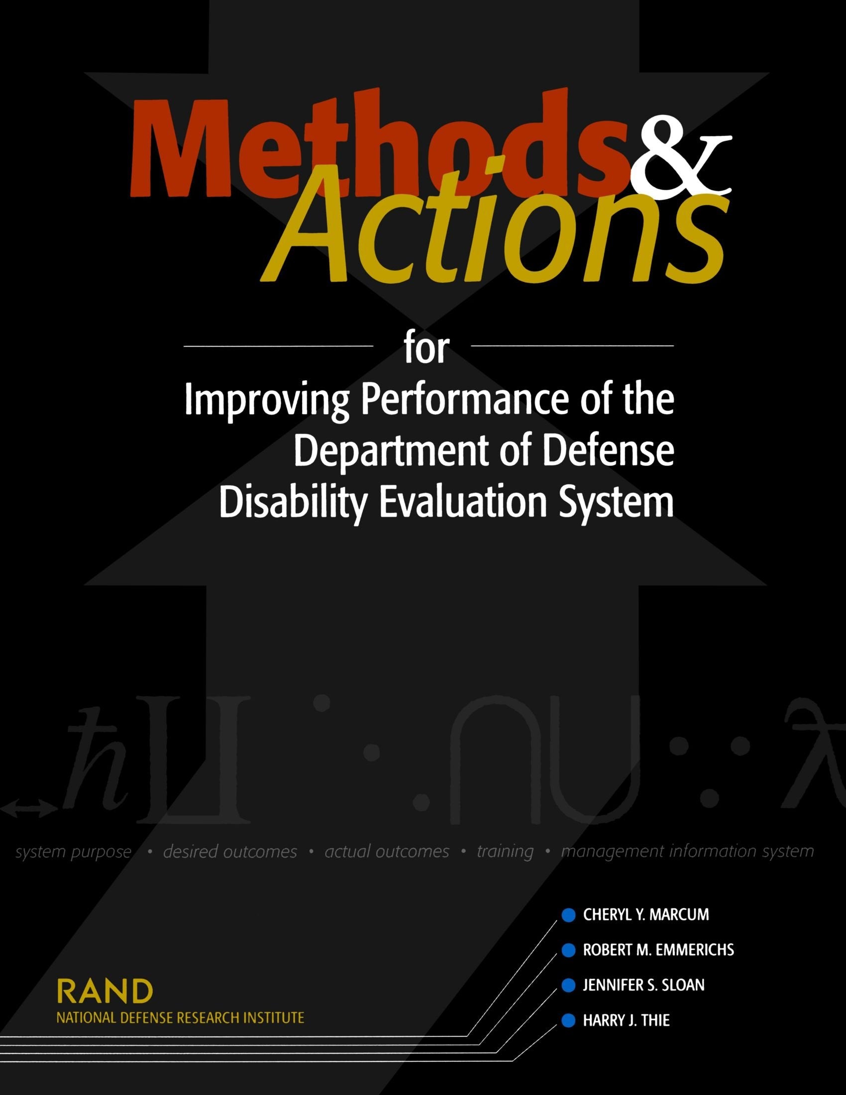 Methods And Actions For Improving Performance Of The Department Of Defense Disability Evaluation System 2002,New