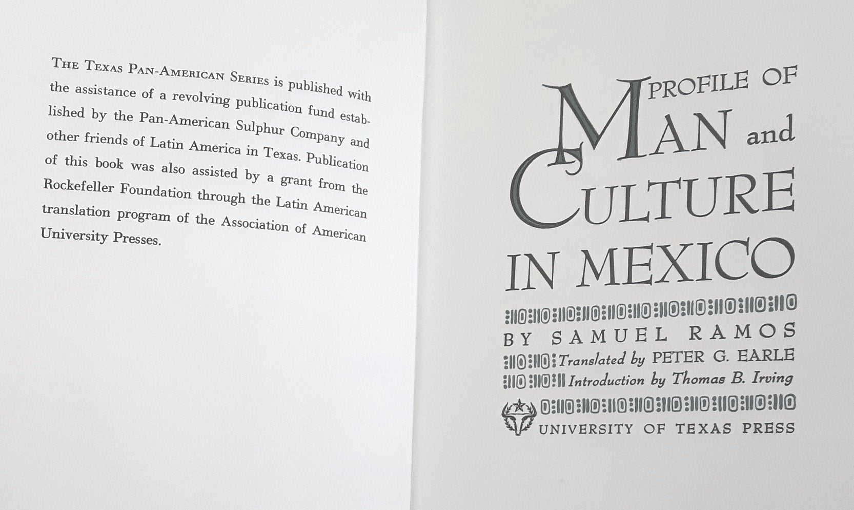 Profile of Man and Culture in Mexico,Used