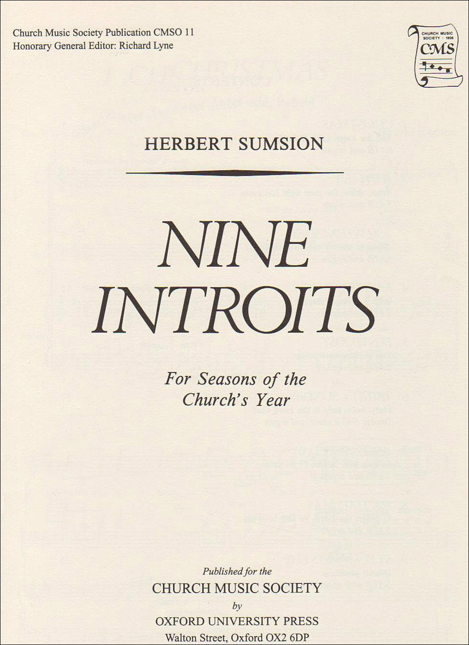 Nine Introits for Seasons of the Church's Year (Church Music Society publications),Used