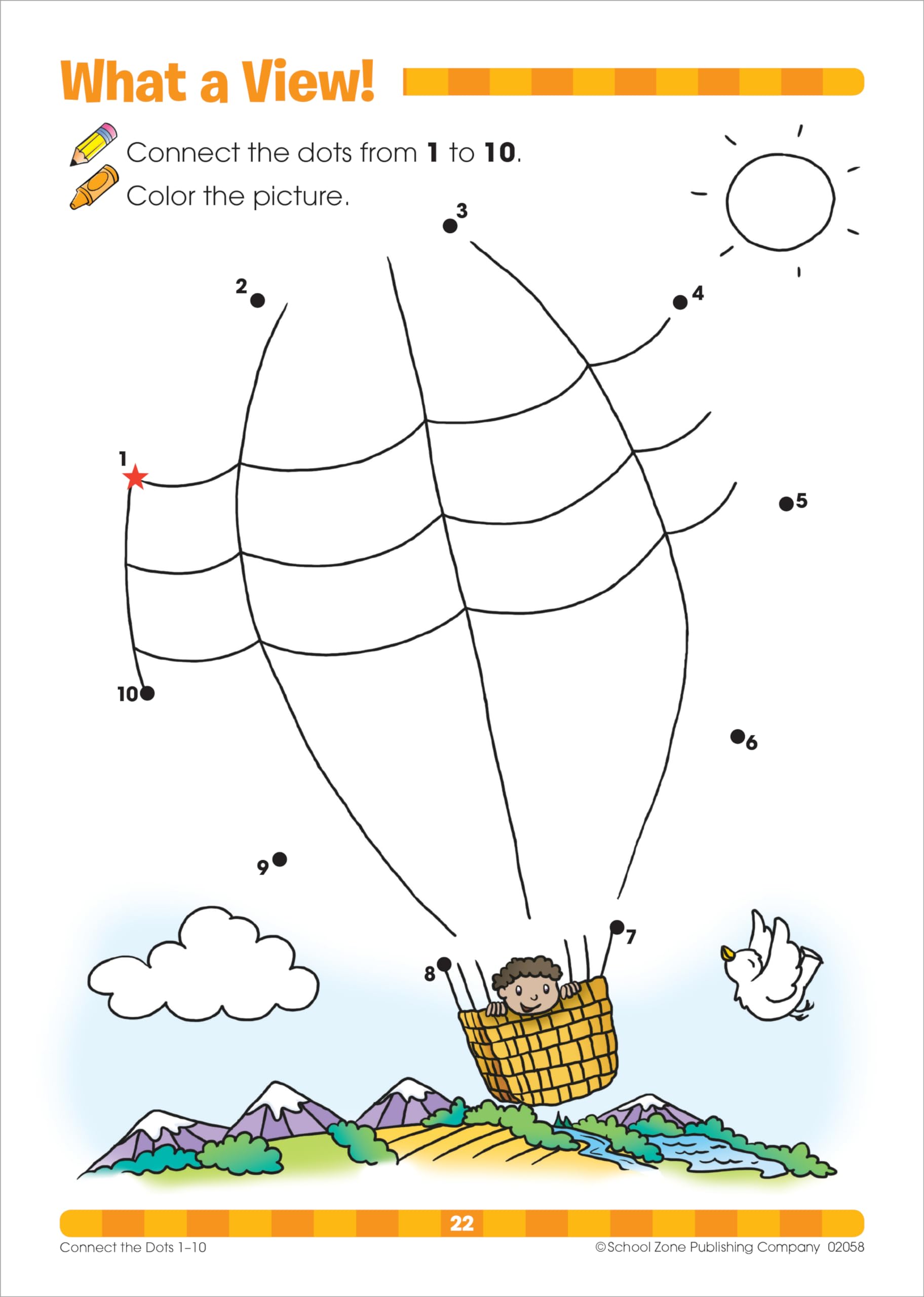 School Zone Connect The Dots Workbook 32 Pages, Ages 3 To 5, Preschool, Kindergarten, Dottodots, Counting, Number Puzzles,,Used