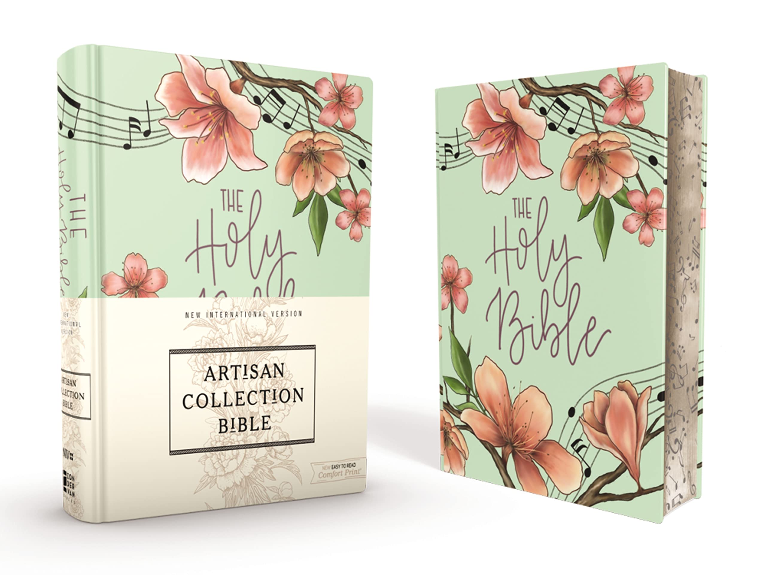 NIV, Artisan Collection Bible, Cloth over Board, Teal Floral, Designed Edges under Gilding, Red Letter, Comfort Print,Used
