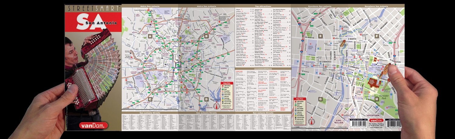 StreetSmart San Antonio Map by VanDam  Laminated pocket size City Street & Freeway Map to San Antonio, TX complete with all att,Used