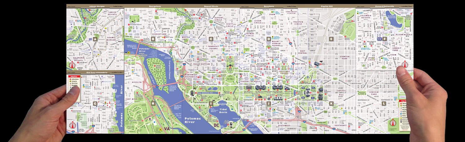 StreetSmart Washington DC by VanDam  Laminated City Street pocket map with all museums, sights, monuments, government building,Used