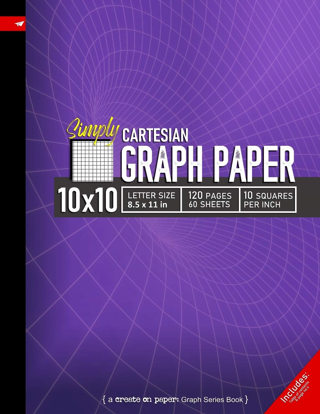 Simply 10x10 Graph Paper: Cartesian Style Grid line ruled Composition Notebook, 8.5x 11in (Letter size), 120 pages, 10 squares p,Used