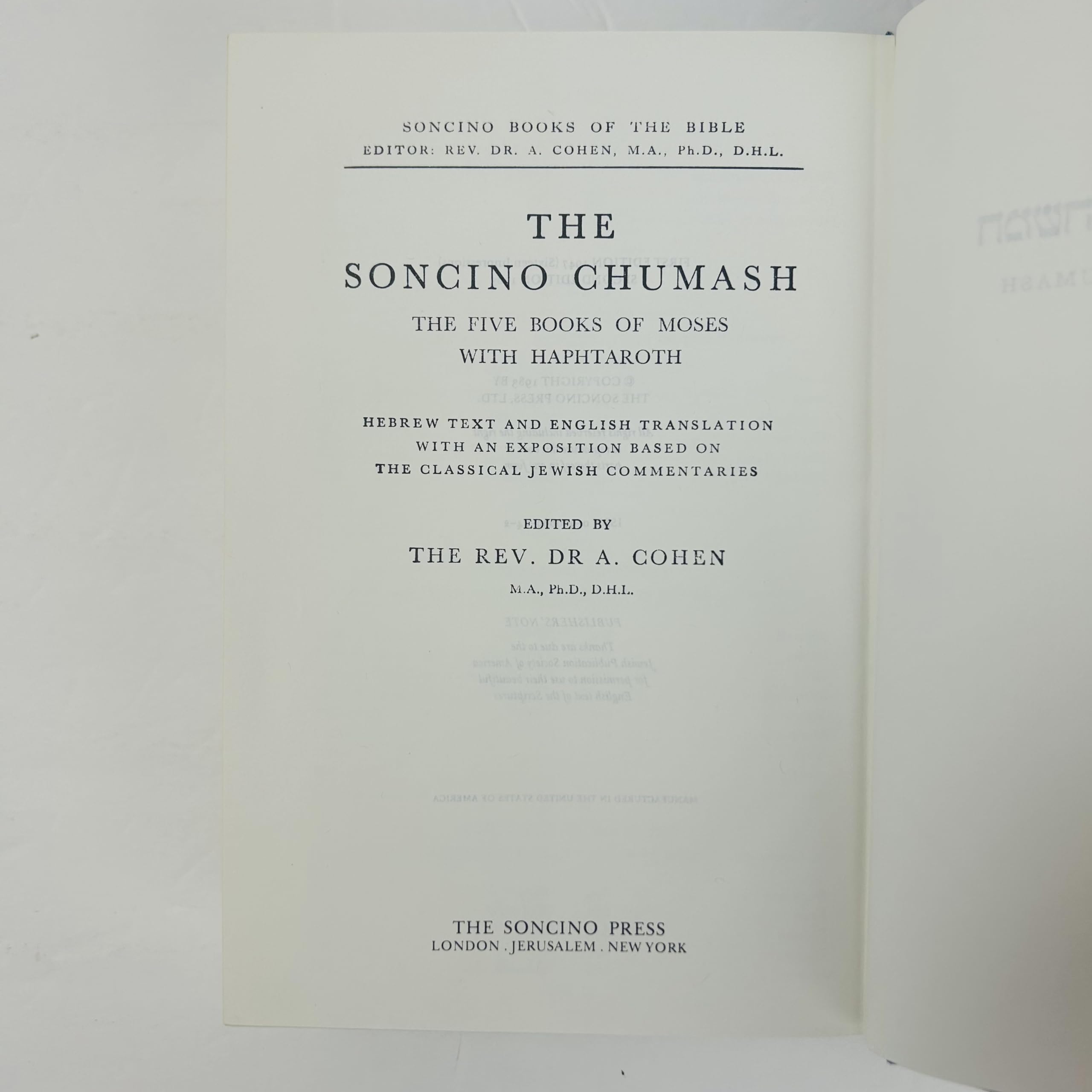 The Soncino Chumash,Used