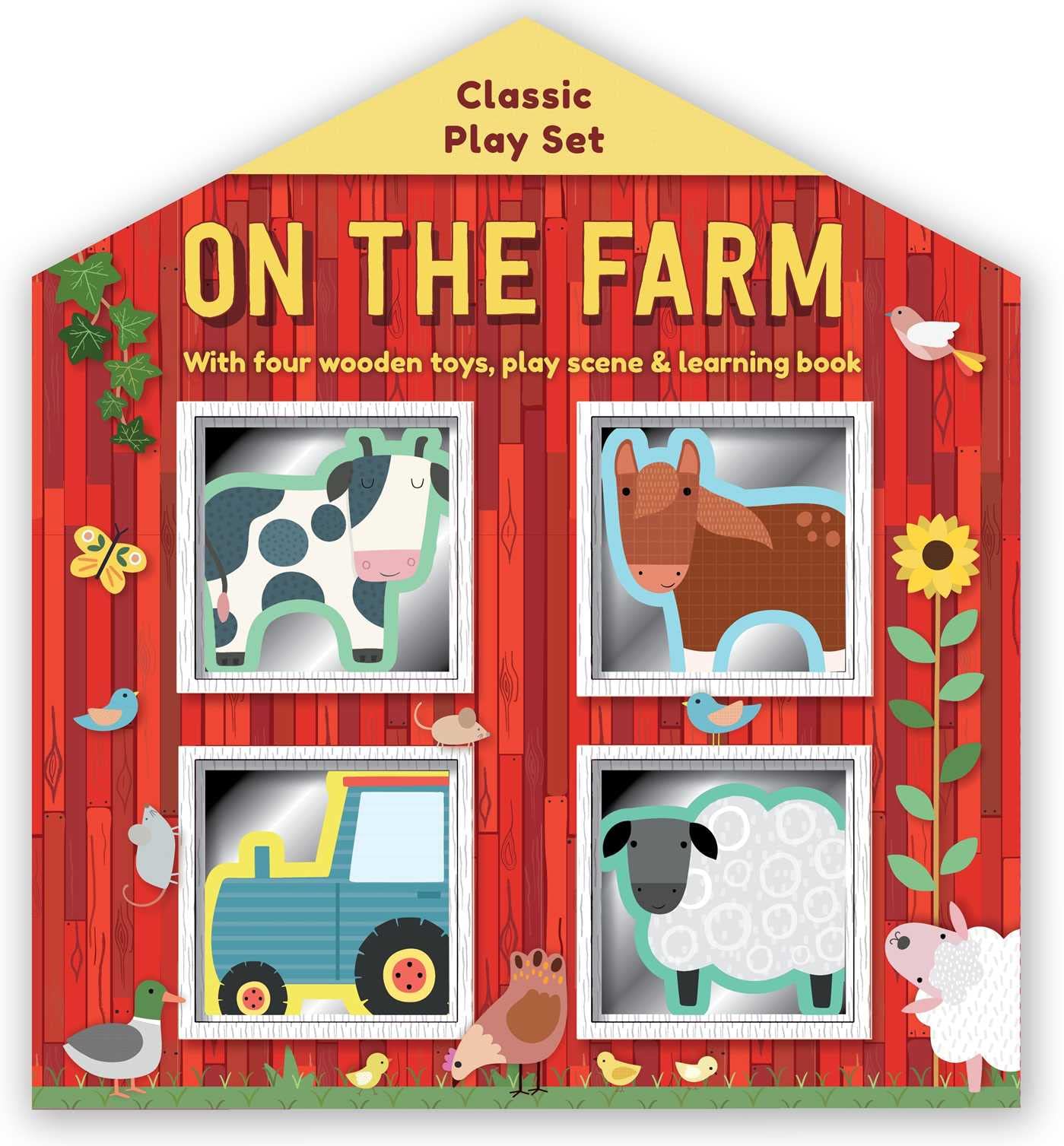 On The Farm: Wooden Toy Play Set: With Four Wooden Toys, Play Scene & Learning Book,Used