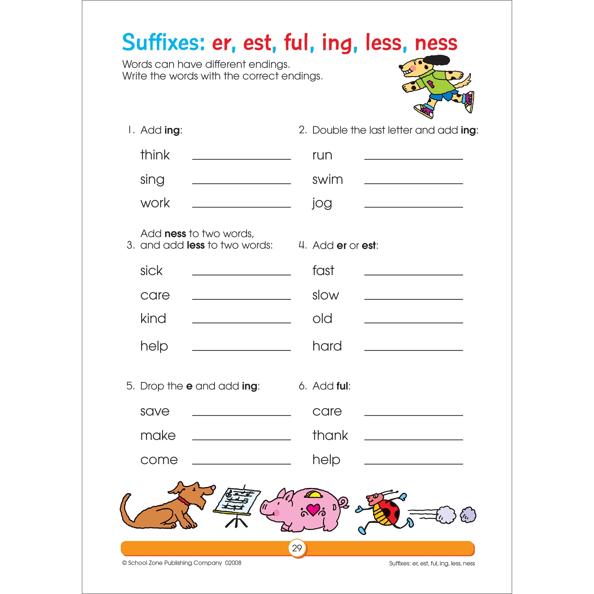 School Zone Phonics Review Workbook 32 Pages, Ages 7 To 9, 2Nd Grade, 3Rd Grade, Consonants, Vowels, Blends, Compound Words,,Used