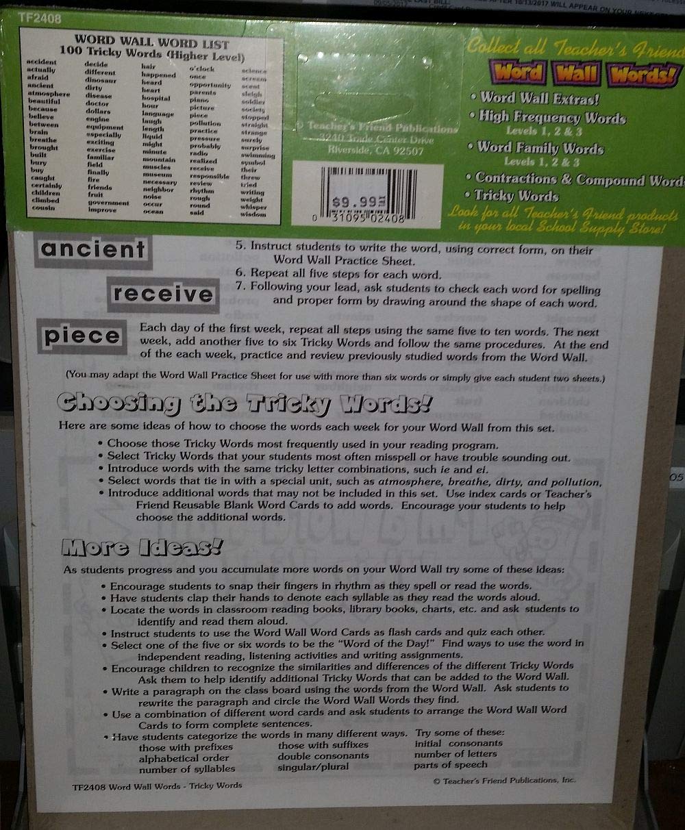 Word Wall Workbook  Tricky Words!: Skill Based Worksheets and Reproducible Word Cards for Each Group of Words!,Used