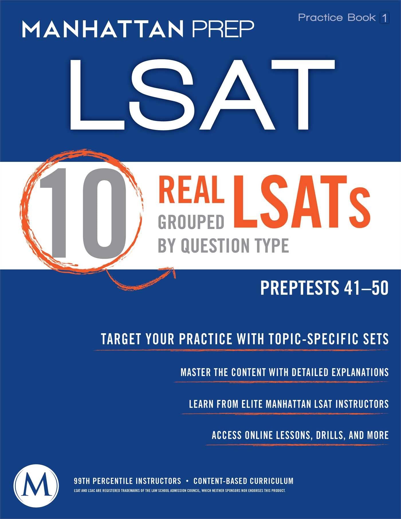 10 Real LSATs Grouped by Question Type,New