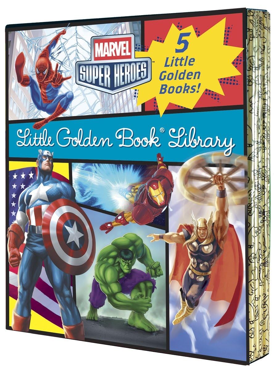 Marvel Super Heroes Little Golden Book Library: 5Book Boxed Set: Spiderman, Hulk, Iron Man, Captain America, The Avengers,Used