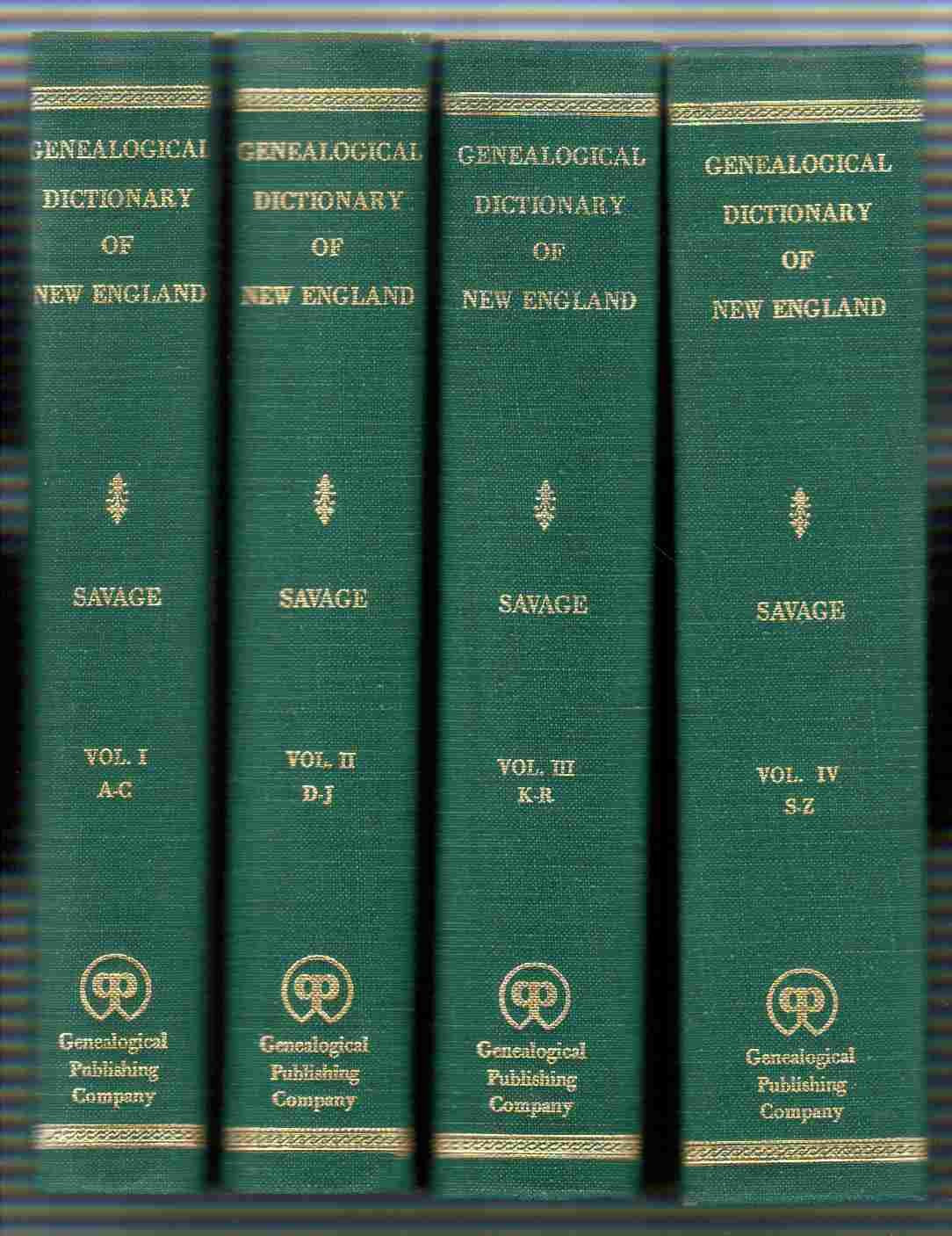 A Genealogical Dictionary of the First Settlers of New England 3rd Edition 4 vols.,Used