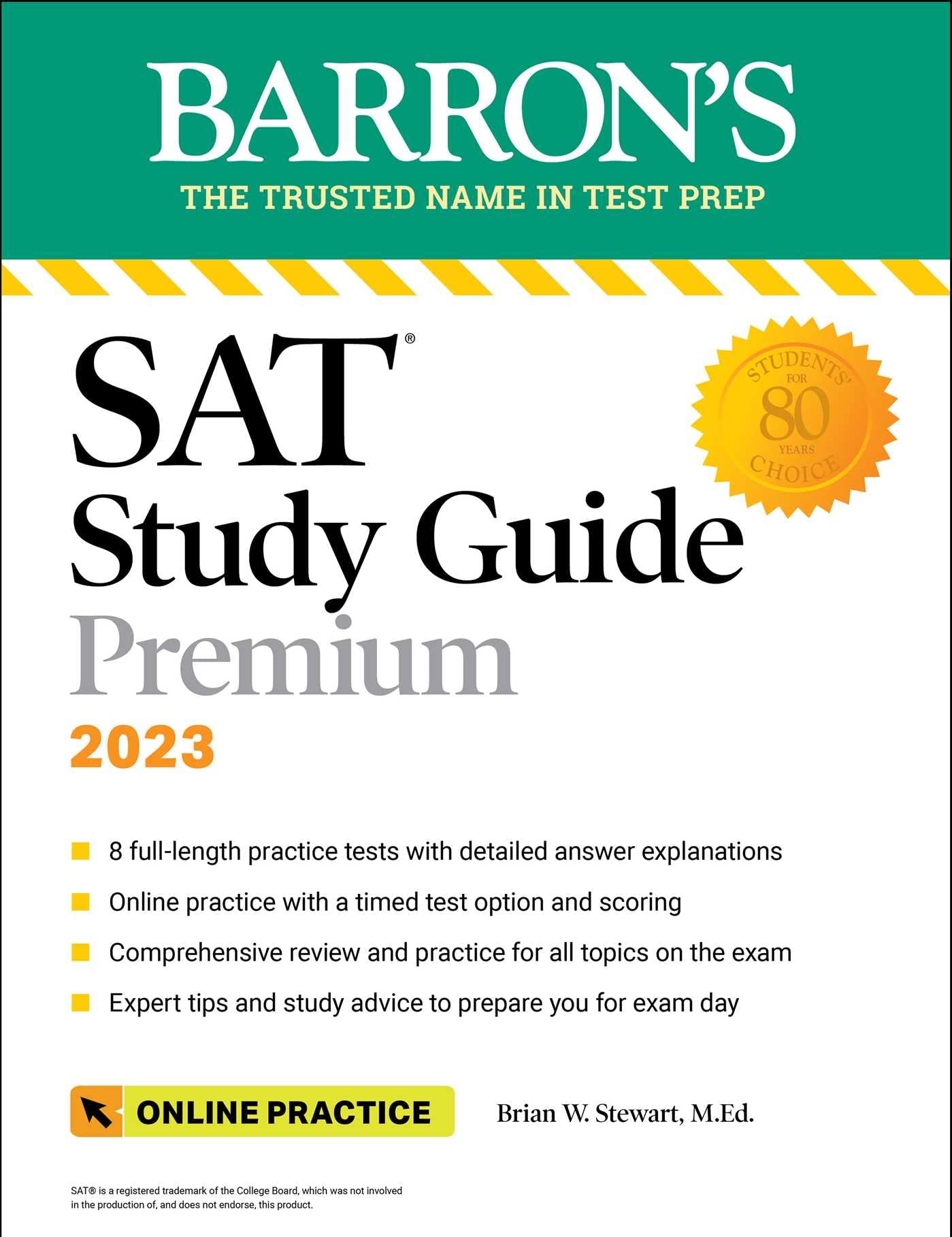 SAT Study Guide Premium, 2023: Comprehensive Review with 8 Practice Tests + an Online Timed Test Option (Barron's SAT Prep),Used
