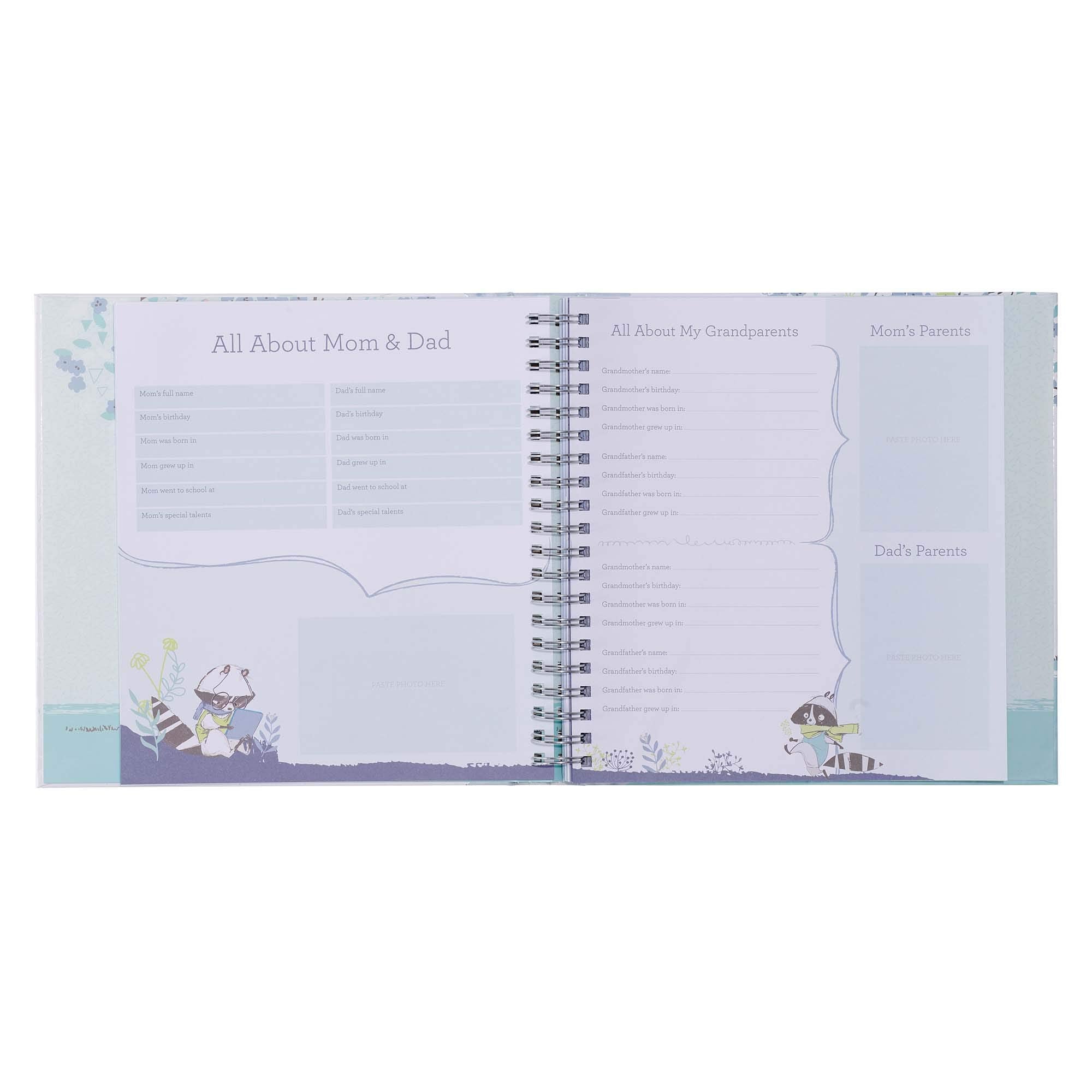 Christian Art Gifts Boy Baby Book of Memories Blue Keepsake Photo Album Our Baby Boy's First Year Memory Book Baby Book with Bib,Used