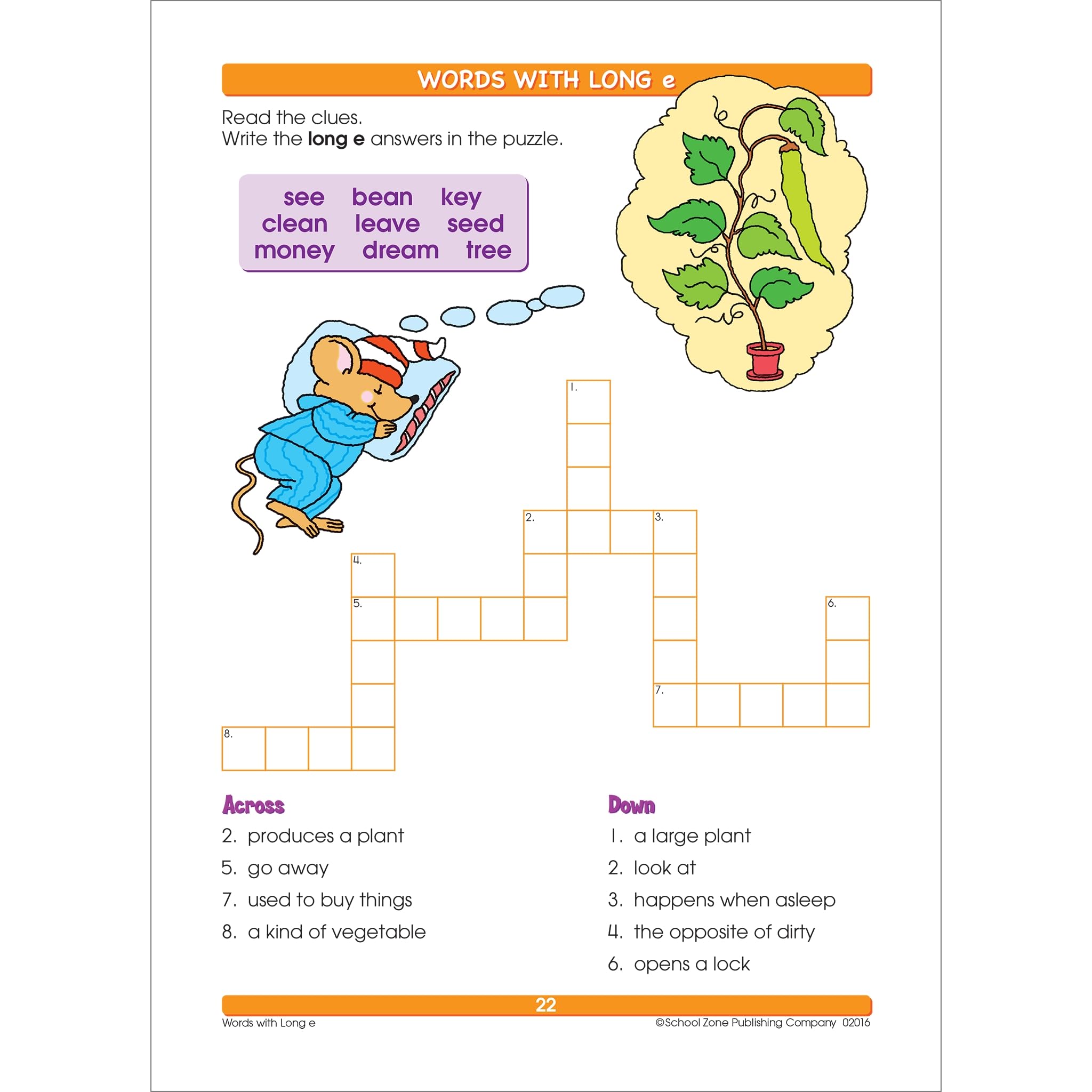 School Zone Spelling Puzzles Workbook 32 Pages, Ages 6 To 8, 1St Grade, Word Recognition, Pronunciation, Combination Sounds,,Used