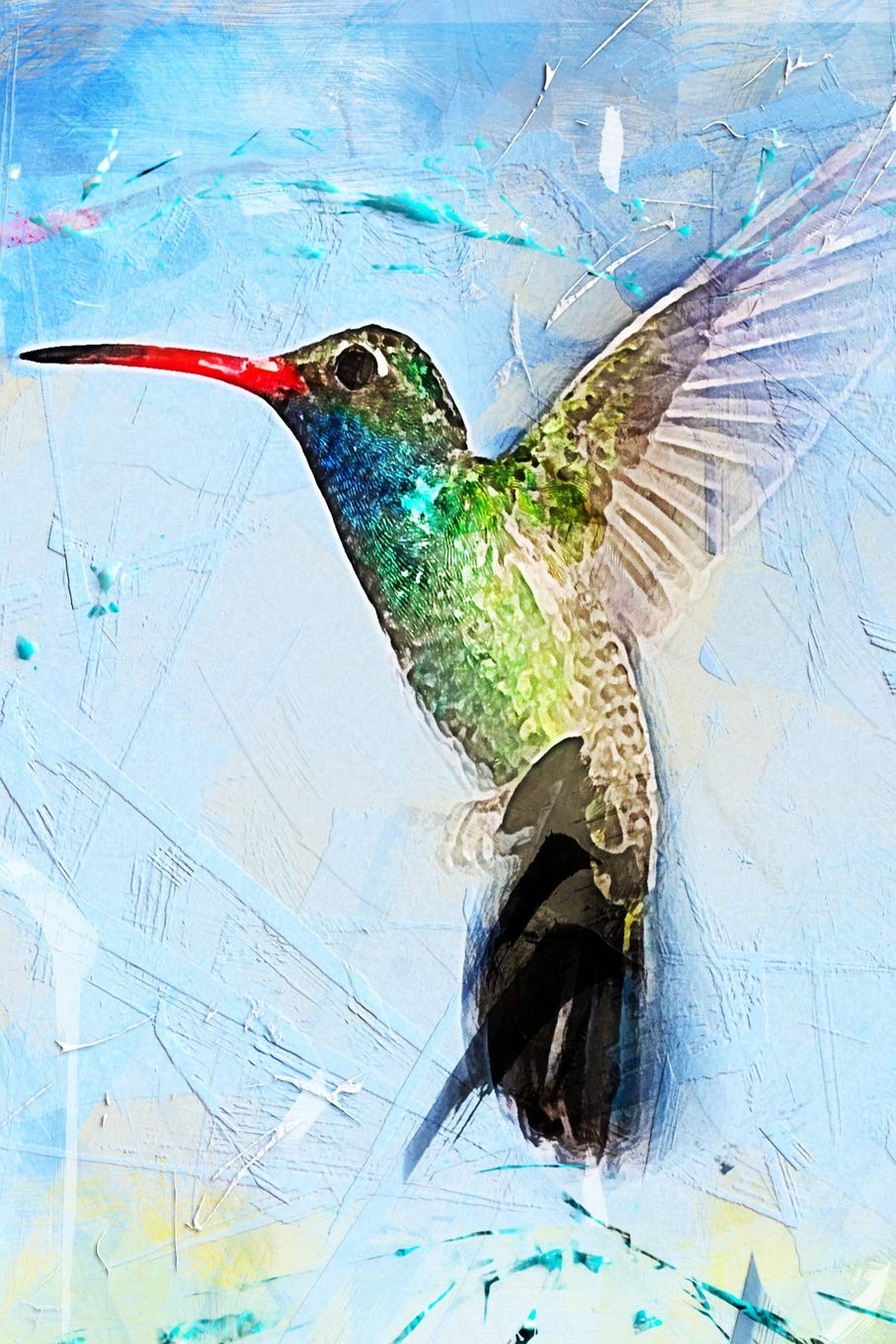 Hummingbird Watercolor Notebook: Composition Notebook with College Ruled Line Paper,Used