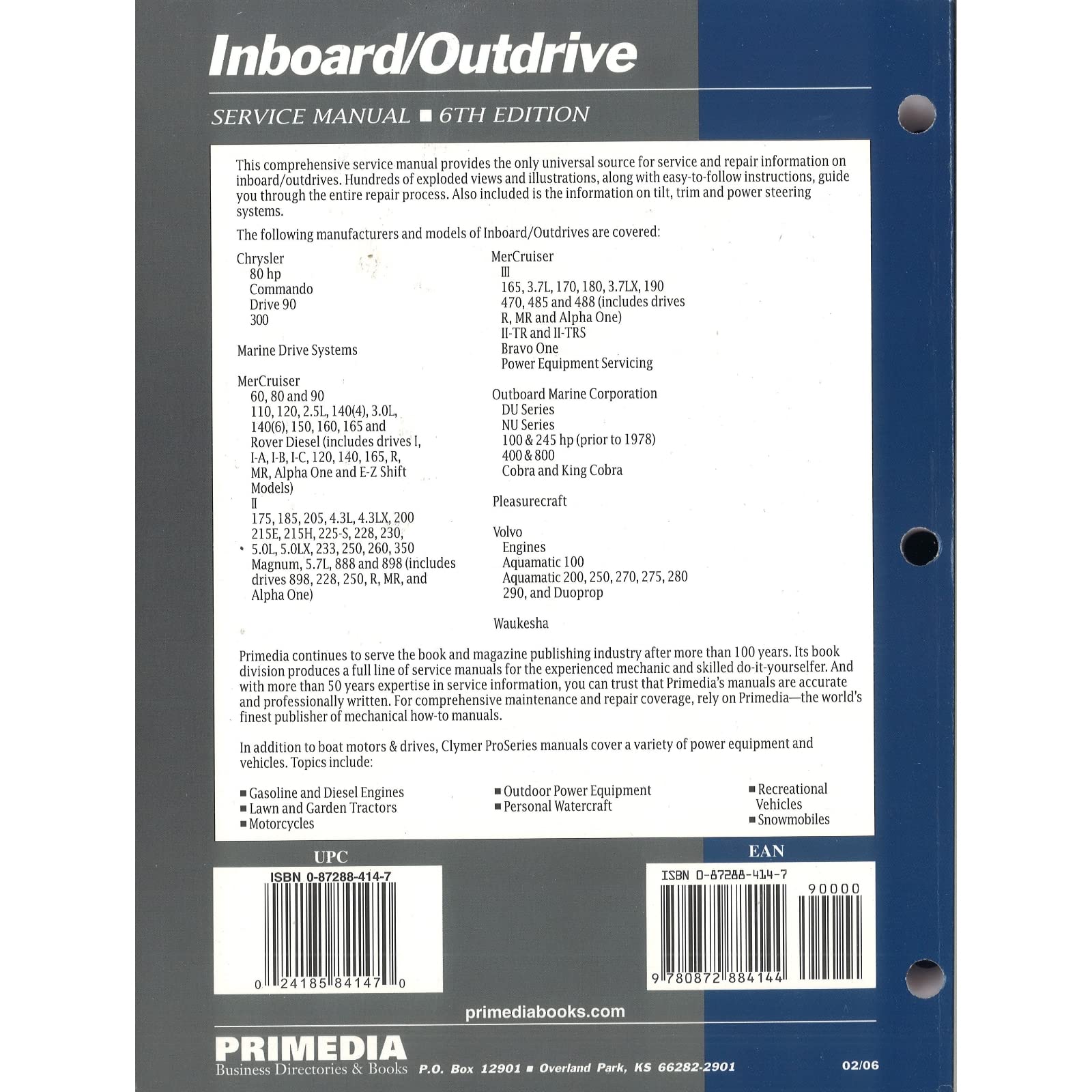 Proseries Inboard Outdrive Service Repair Manual,Used