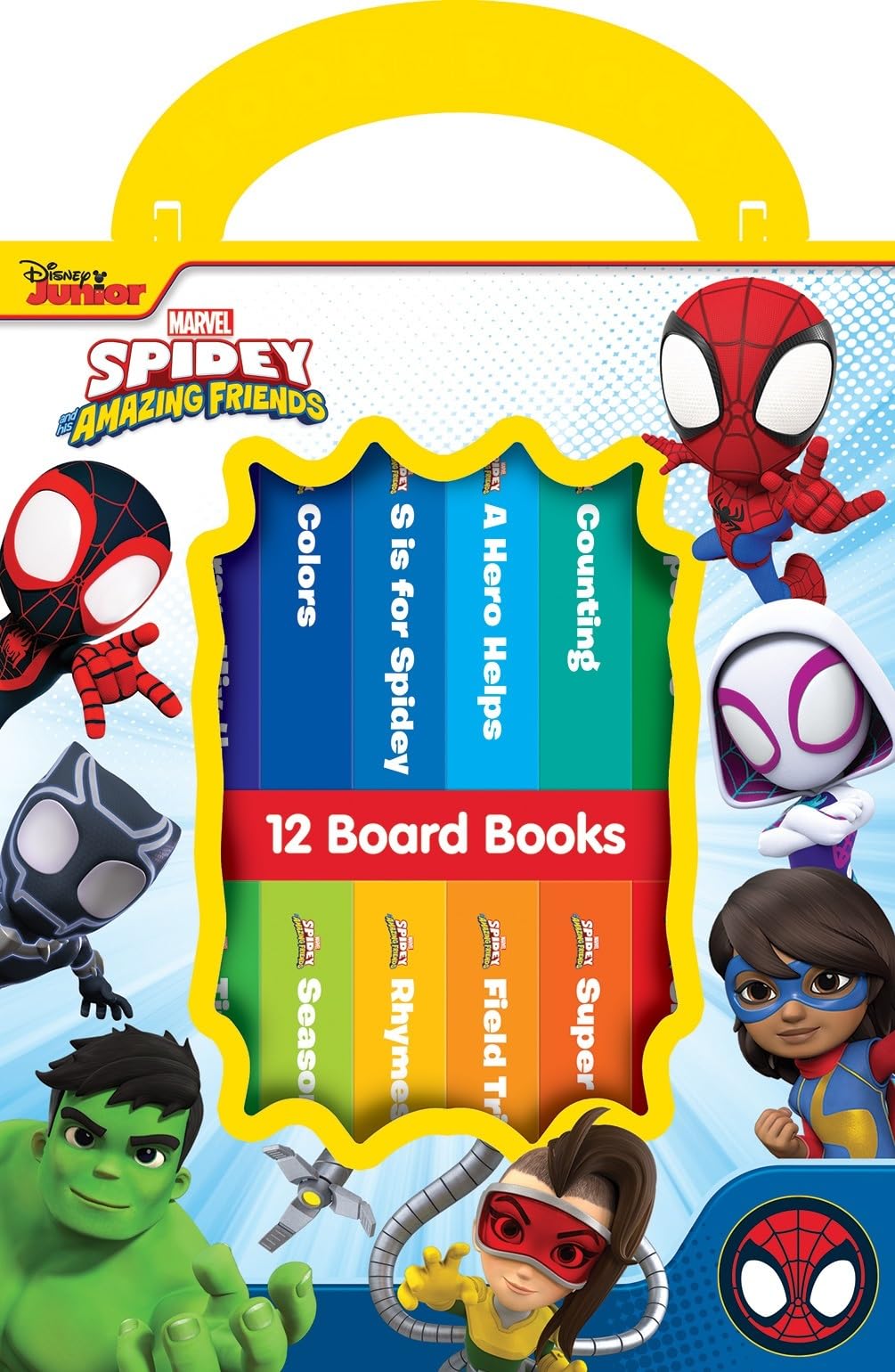 Marvel Spidey and his Amazing Friends  My First Library 12 Board Book Set  First Words, Alphabet, Numbers, and More Baby Books,New
