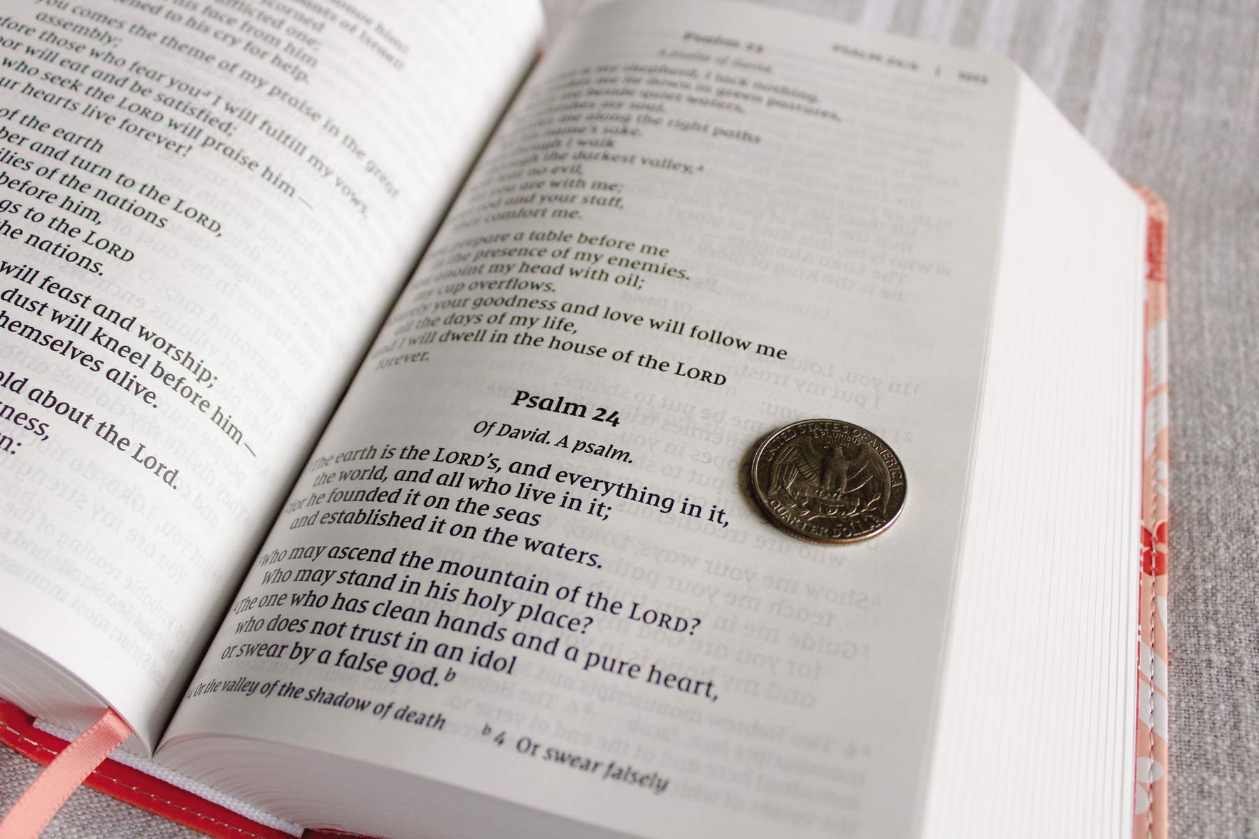 NIV, Giant Print Compact Bible for Girls, Leathersoft, Coral, Red Letter, Comfort Print,Used